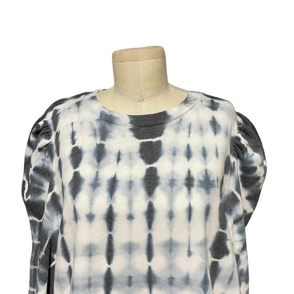 Generation Love Natasha Tie Dye Puff Sleeve  Sweatshirt Blue‎ White Size L - Picture 3 of 9